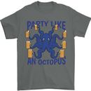 Beer Party Octopus Scuba Diving Diver Funny Mens T-Shirt Cotton Gildan Charcoal