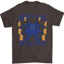 Beer Party Octopus Scuba Diving Diver Funny Mens T-Shirt Cotton Gildan Dark Chocolate