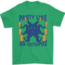 Beer Party Octopus Scuba Diving Diver Funny Mens T-Shirt Cotton Gildan Irish Green