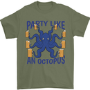 Beer Party Octopus Scuba Diving Diver Funny Mens T-Shirt Cotton Gildan Military Green
