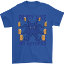 Beer Party Octopus Scuba Diving Diver Funny Mens T-Shirt Cotton Gildan Royal Blue