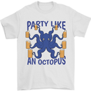 Beer Party Octopus Scuba Diving Diver Funny Mens T-Shirt Cotton Gildan White