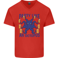 Beer Party Octopus Scuba Diving Diver Funny Mens V-Neck Cotton T-Shirt Red