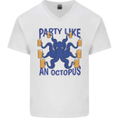 Beer Party Octopus Scuba Diving Diver Funny Mens V-Neck Cotton T-Shirt White