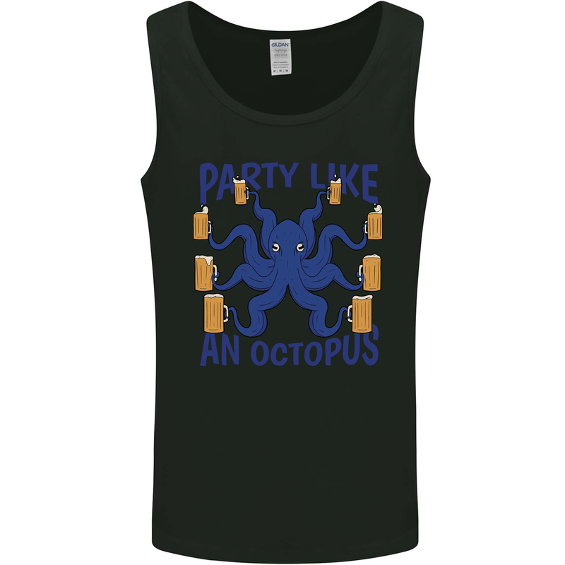 Beer Party Octopus Scuba Diving Diver Funny Mens Vest Tank Top Black