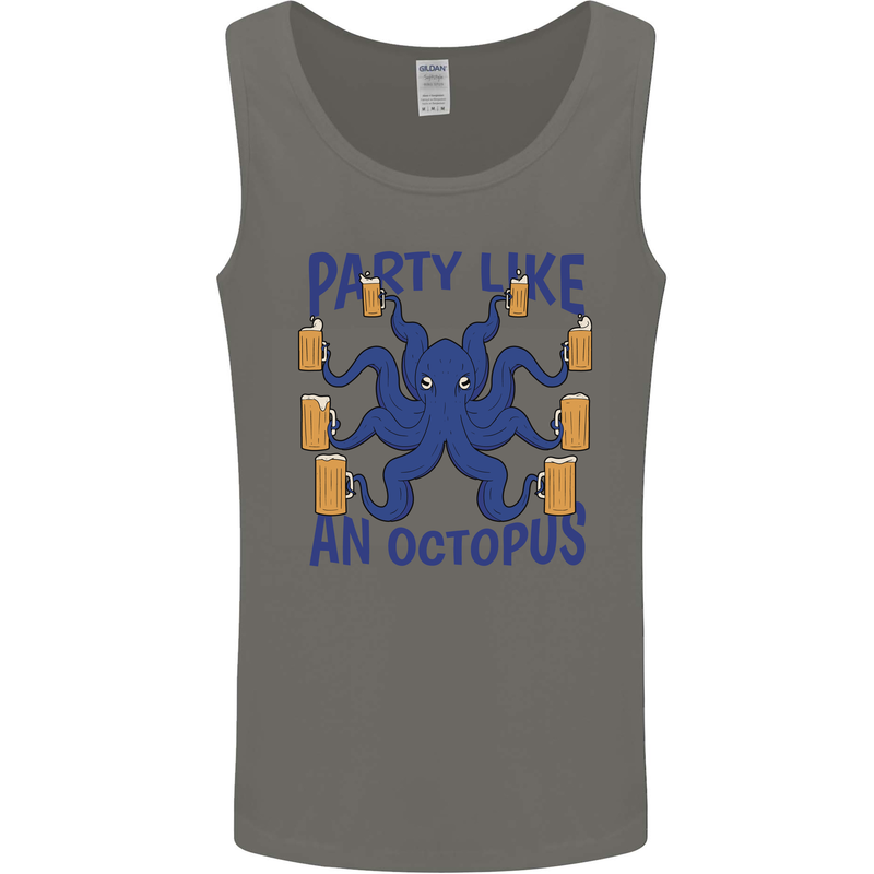 Beer Party Octopus Scuba Diving Diver Funny Mens Vest Tank Top Charcoal