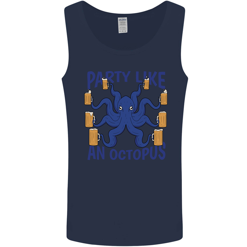 Beer Party Octopus Scuba Diving Diver Funny Mens Vest Tank Top Navy Blue