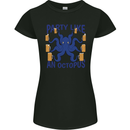 Beer Party Octopus Scuba Diving Diver Funny Womens Petite Cut T-Shirt Black