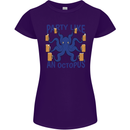 Beer Party Octopus Scuba Diving Diver Funny Womens Petite Cut T-Shirt Purple