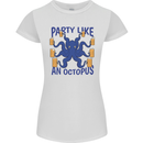 Beer Party Octopus Scuba Diving Diver Funny Womens Petite Cut T-Shirt White
