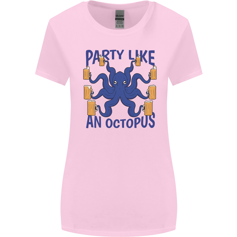 Beer Party Octopus Scuba Diving Diver Funny Womens Wider Cut T-Shirt Light Pink