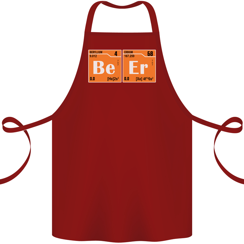 Beer Periodic Table Chemistry Geek Funny Cotton Apron 100% Organic Maroon