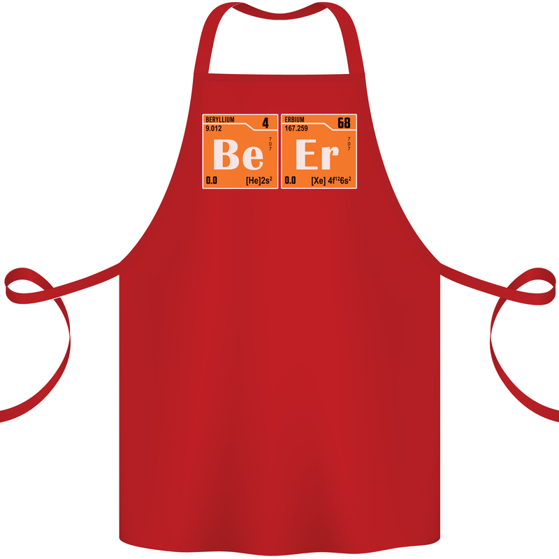 Beer Periodic Table Chemistry Geek Funny Cotton Apron 100% Organic Red