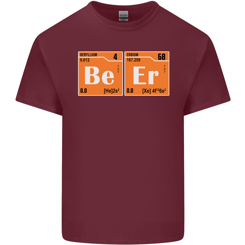Beer Periodic Table Chemistry Geek Funny Mens Cotton T-Shirt Tee Top Maroon