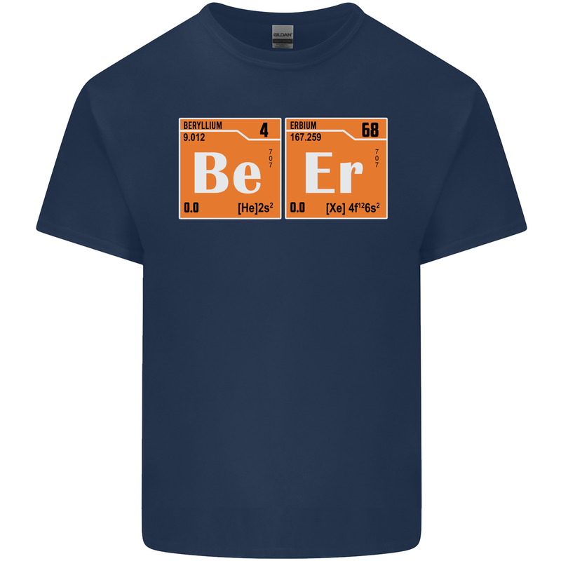 Beer Periodic Table Chemistry Geek Funny Mens Cotton T-Shirt Tee Top Navy Blue