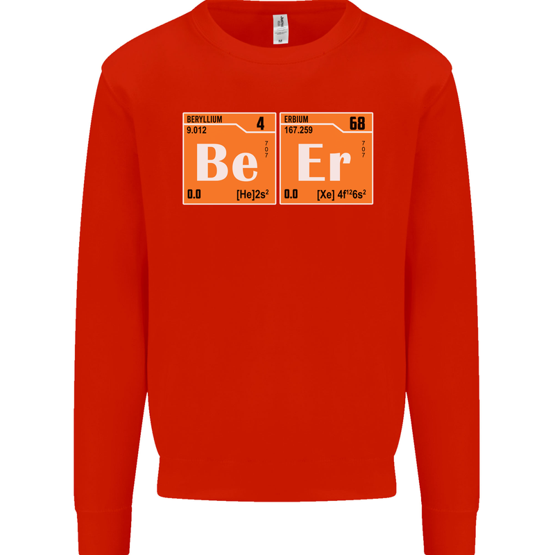 Beer Periodic Table Chemistry Geek Funny Mens Sweatshirt Jumper Bright Red