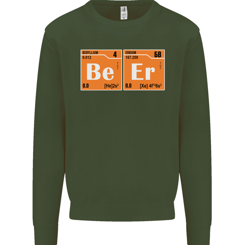 Beer Periodic Table Chemistry Geek Funny Mens Sweatshirt Jumper Forest Green