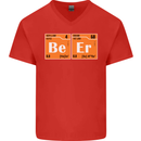 Beer Periodic Table Chemistry Geek Funny Mens V-Neck Cotton T-Shirt Red