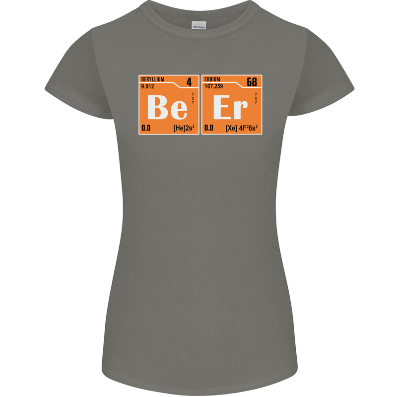 Beer Periodic Table Chemistry Geek Funny Womens Petite Cut T-Shirt Charcoal