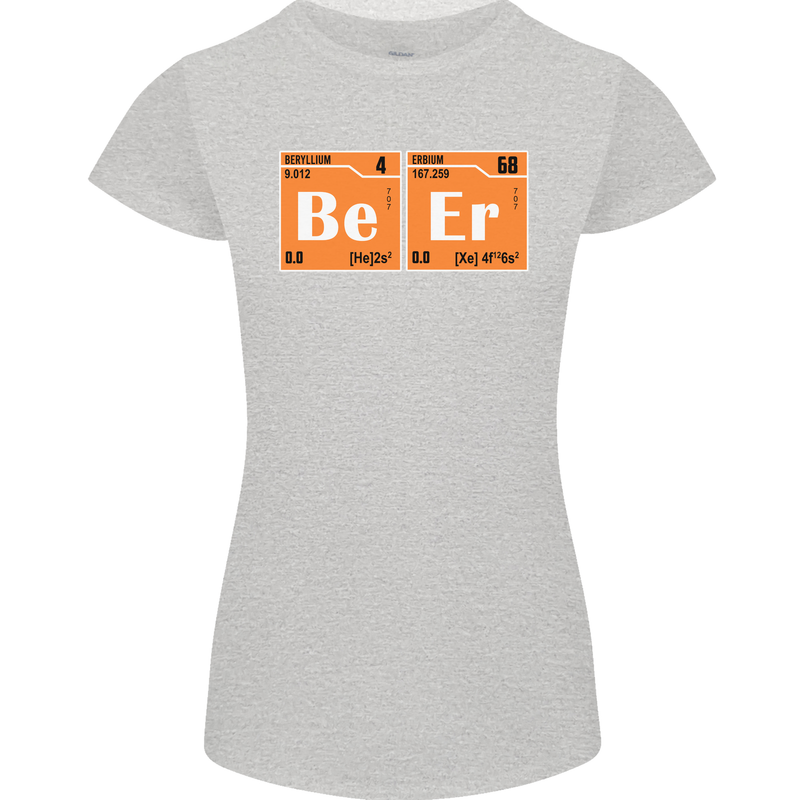 Beer Periodic Table Chemistry Geek Funny Womens Petite Cut T-Shirt Sports Grey