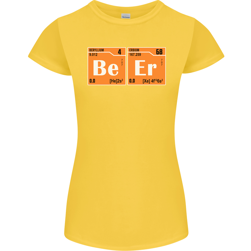 Beer Periodic Table Chemistry Geek Funny Womens Petite Cut T-Shirt Yellow