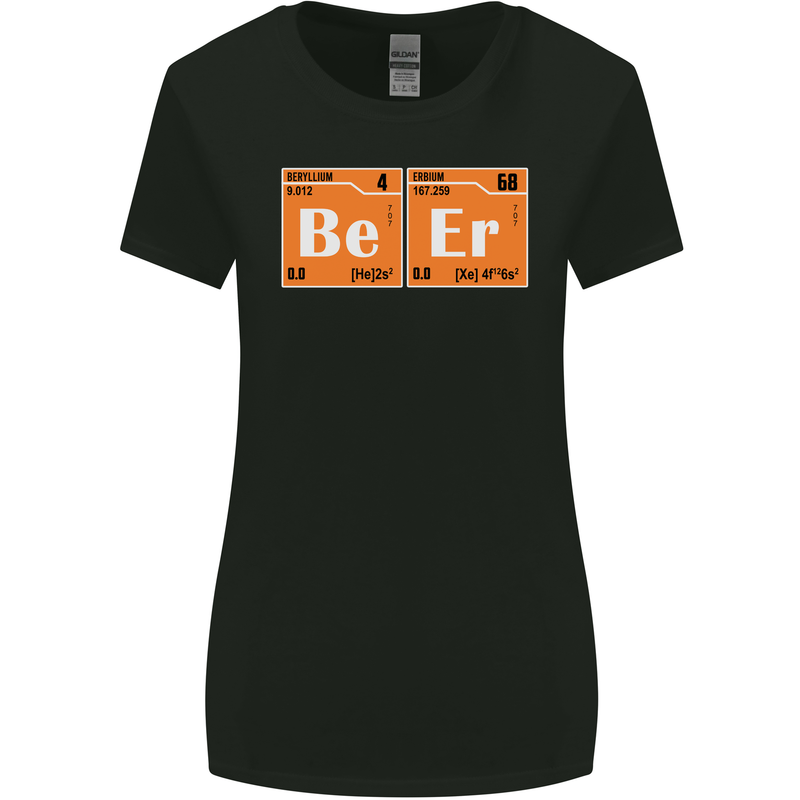 Beer Periodic Table Chemistry Geek Funny Womens Wider Cut T-Shirt Black