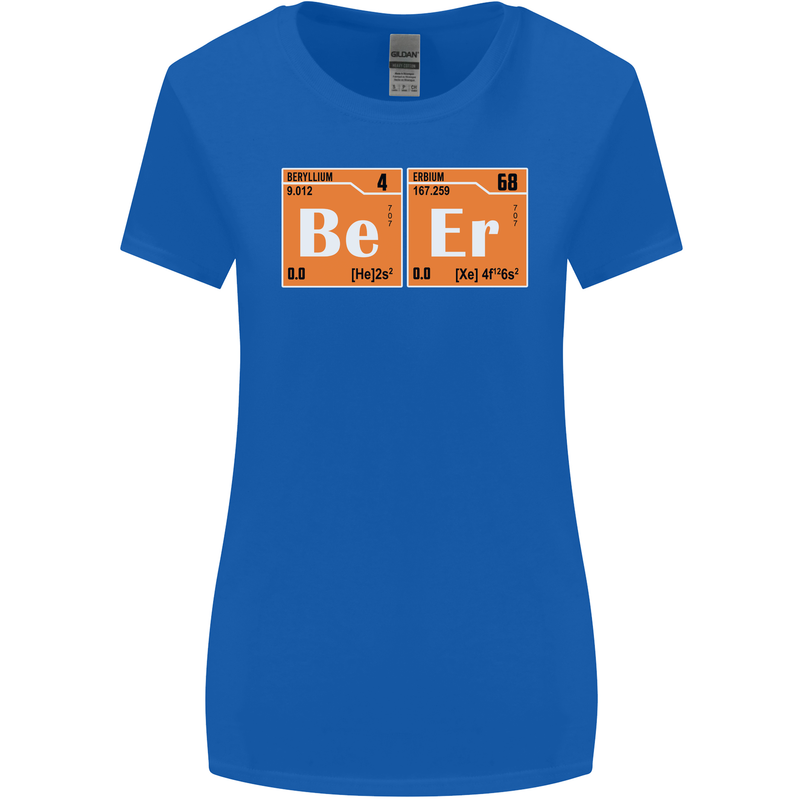 Beer Periodic Table Chemistry Geek Funny Womens Wider Cut T-Shirt Royal Blue