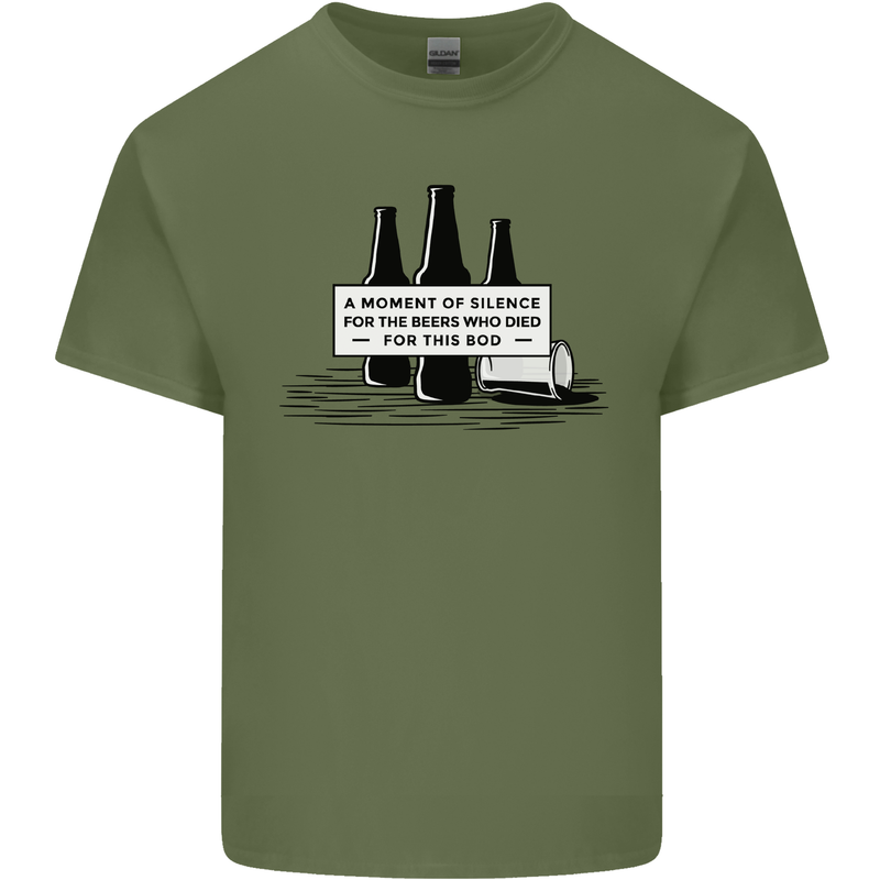 Beer Silence Funny Alcohol Cider Guinness Mens Cotton T-Shirt Tee Top Military Green