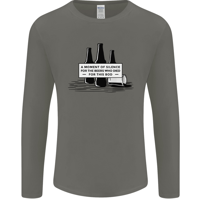 Beer Silence Funny Alcohol Cider Guinness Mens Long Sleeve T-Shirt Charcoal