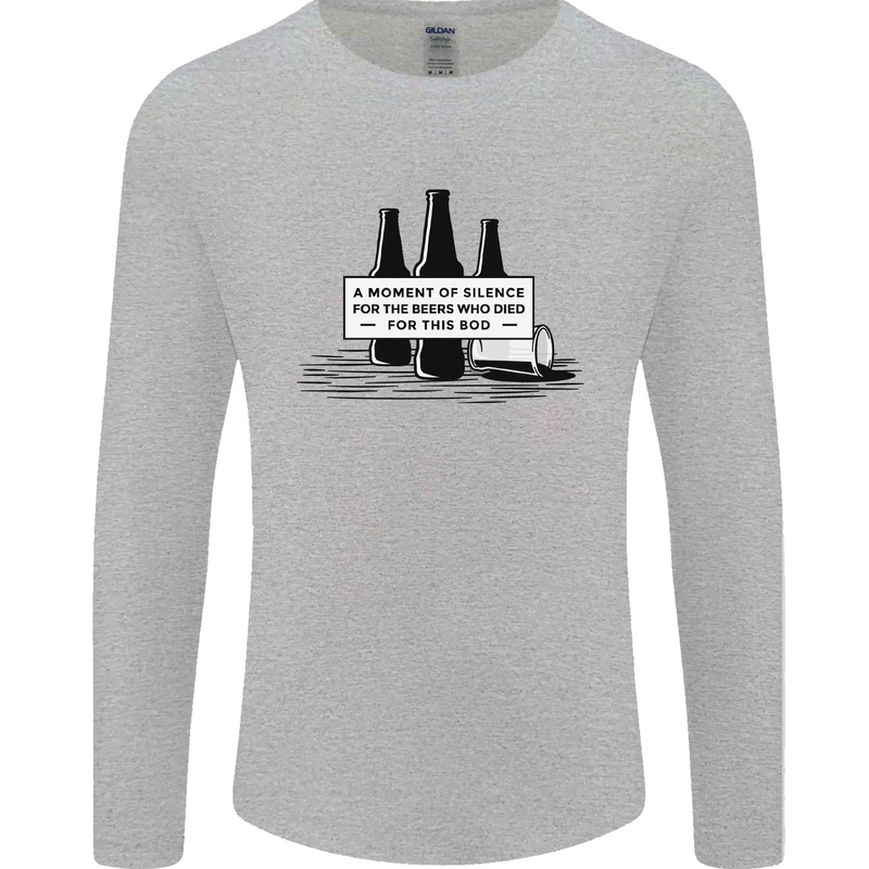 Beer Silence Funny Alcohol Cider Guinness Mens Long Sleeve T-Shirt Sports Grey