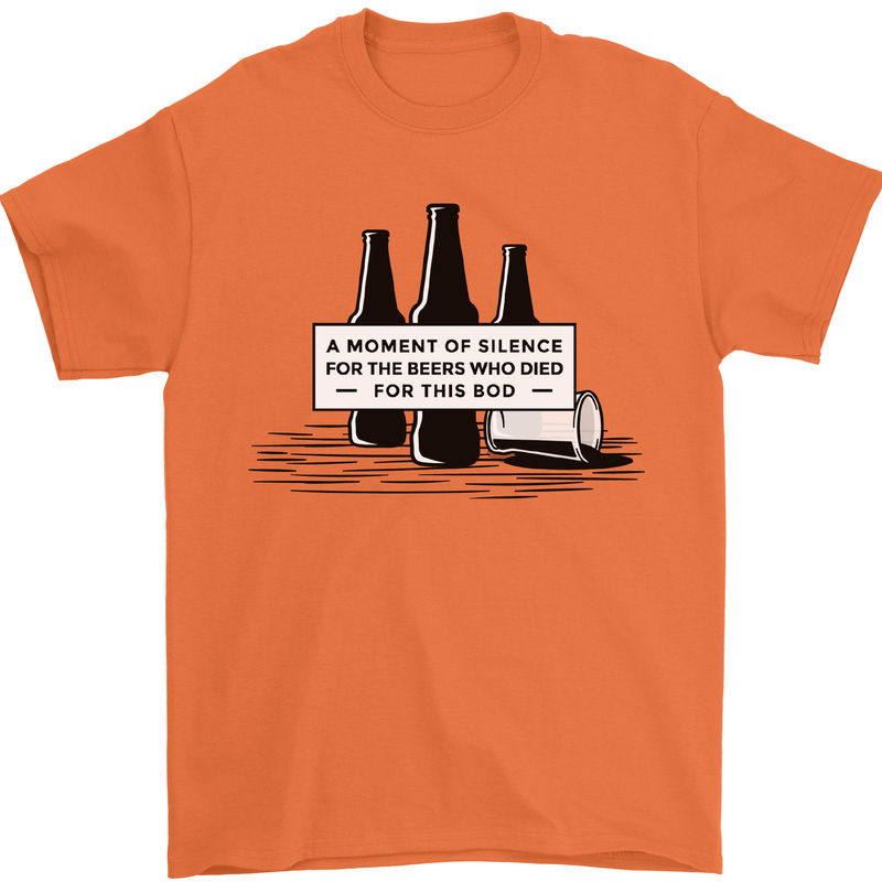 Beer Silence Funny Alcohol Cider Guinness Mens T-Shirt Cotton Gildan Orange