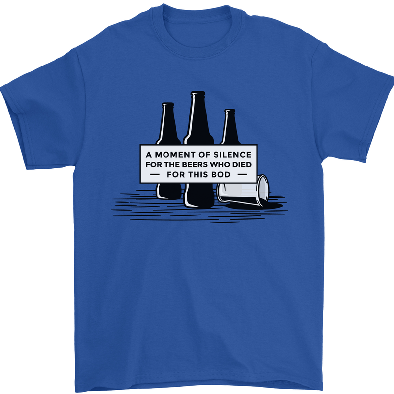 Beer Silence Funny Alcohol Cider Guinness Mens T-Shirt Cotton Gildan Royal Blue