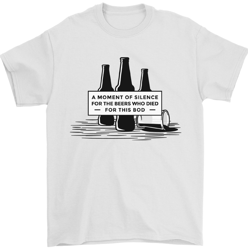 Beer Silence Funny Alcohol Cider Guinness Mens T-Shirt Cotton Gildan White
