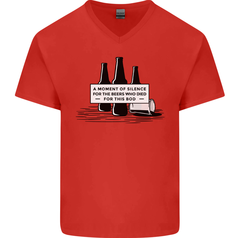 Beer Silence Funny Alcohol Cider Guinness Mens V-Neck Cotton T-Shirt Red