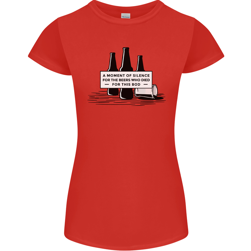 Beer Silence Funny Alcohol Cider Guinness Womens Petite Cut T-Shirt Red