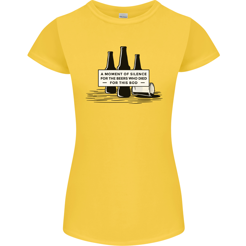 Beer Silence Funny Alcohol Cider Guinness Womens Petite Cut T-Shirt Yellow