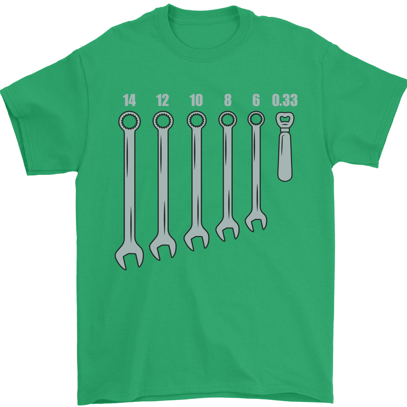 Beer Spanners Funny Mechanic Alcohol DIY Mens T-Shirt Cotton Gildan Irish Green