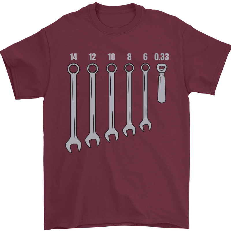 Beer Spanners Funny Mechanic Alcohol DIY Mens T-Shirt Cotton Gildan Maroon