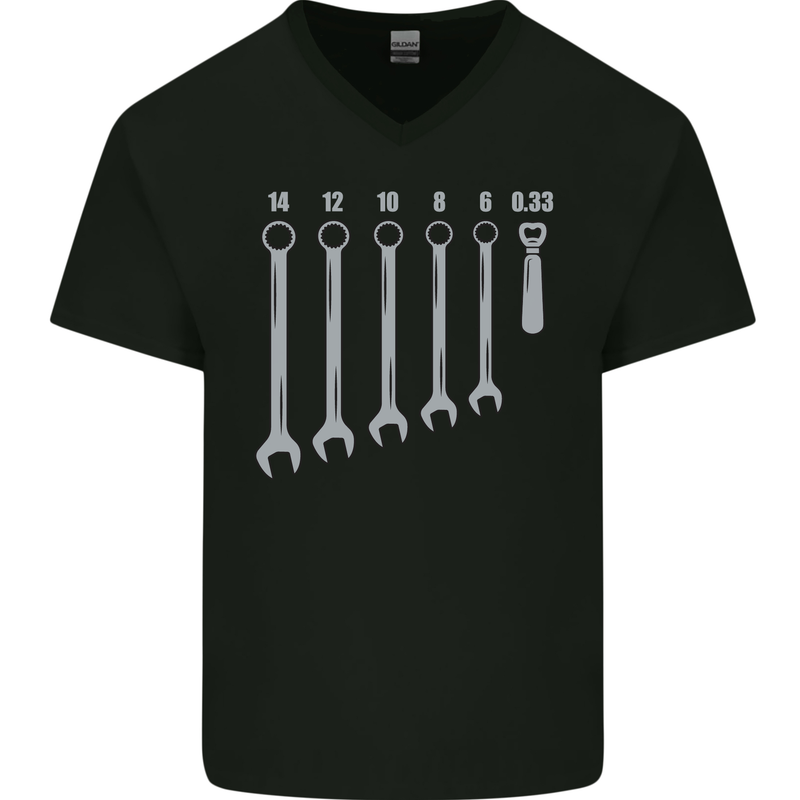 Beer Spanners Funny Mechanic Alcohol DIY Mens V-Neck Cotton T-Shirt Black