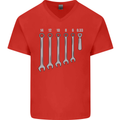 Beer Spanners Funny Mechanic Alcohol DIY Mens V-Neck Cotton T-Shirt Red