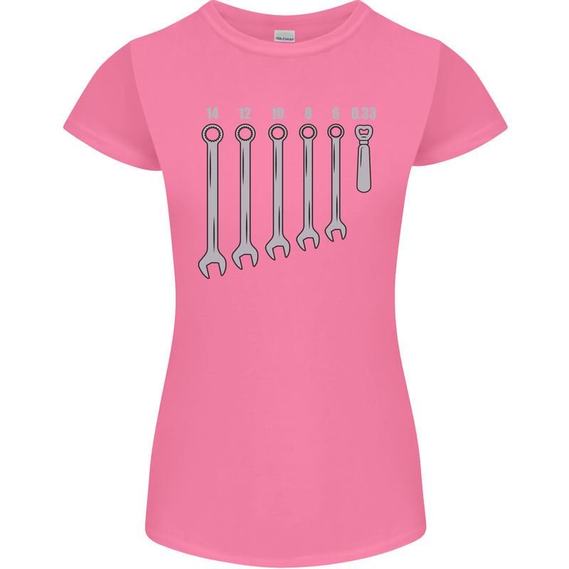 Beer Spanners Funny Mechanic Alcohol DIY Womens Petite Cut T-Shirt Azalea