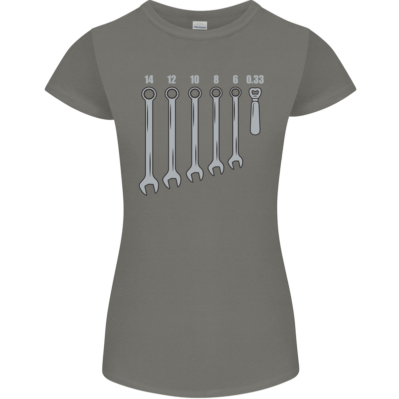 Beer Spanners Funny Mechanic Alcohol DIY Womens Petite Cut T-Shirt Charcoal