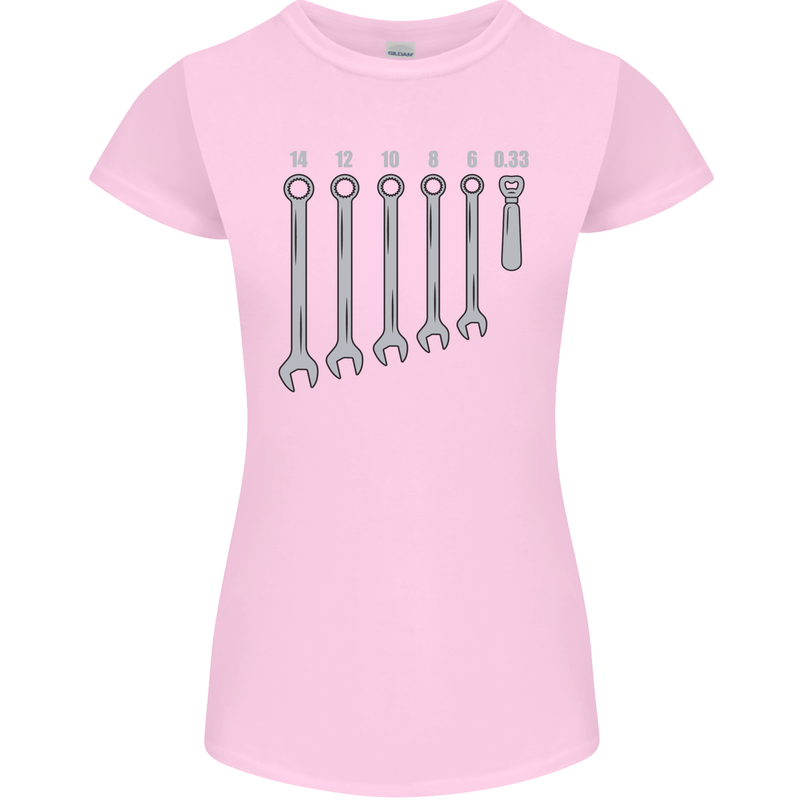 Beer Spanners Funny Mechanic Alcohol DIY Womens Petite Cut T-Shirt Light Pink