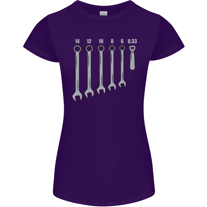 Beer Spanners Funny Mechanic Alcohol DIY Womens Petite Cut T-Shirt Purple