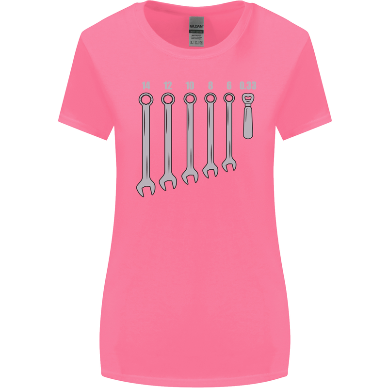 Beer Spanners Funny Mechanic Alcohol DIY Womens Wider Cut T-Shirt Azalea