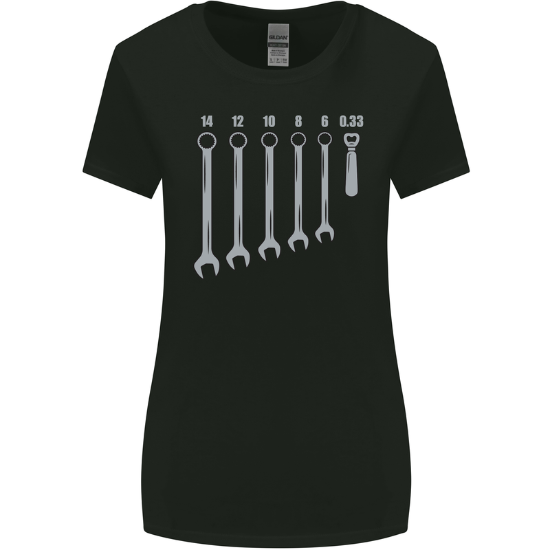 Beer Spanners Funny Mechanic Alcohol DIY Womens Wider Cut T-Shirt Black