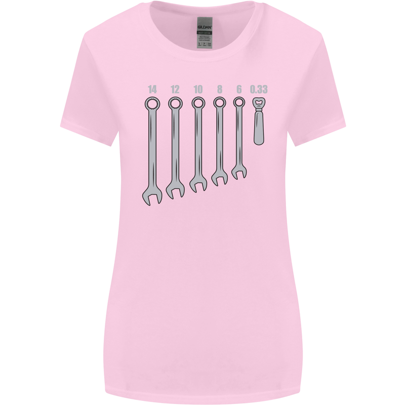 Beer Spanners Funny Mechanic Alcohol DIY Womens Wider Cut T-Shirt Light Pink