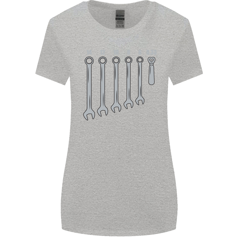 Beer Spanners Funny Mechanic Alcohol DIY Womens Wider Cut T-Shirt Sports Grey