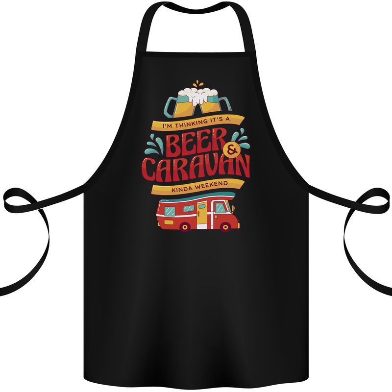 Beer and Caravan Kinda Weekend Funny Cotton Apron 100% Organic Black