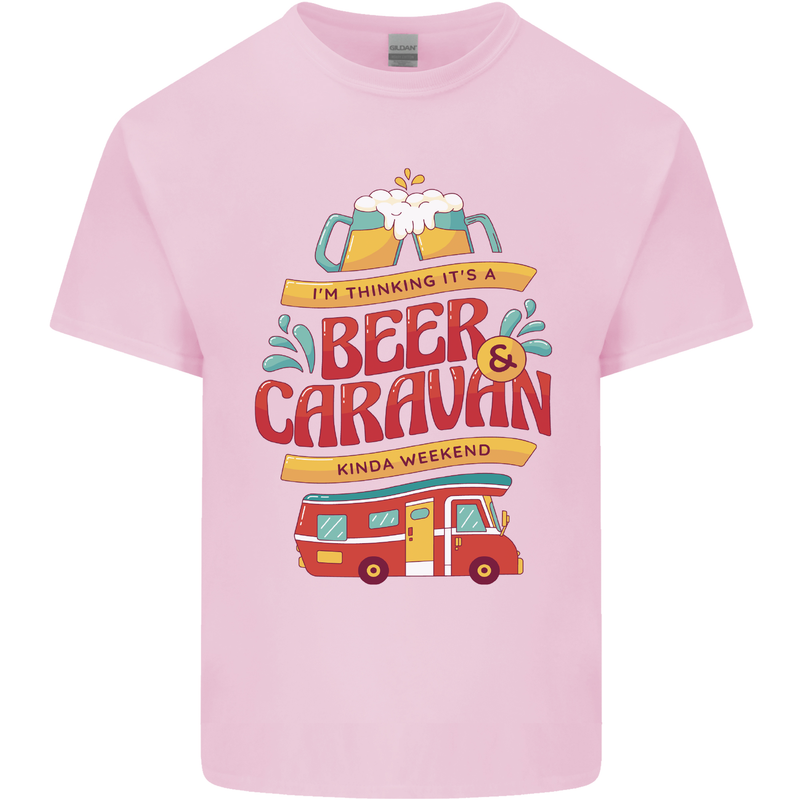 Beer and Caravan Kinda Weekend Funny Mens Cotton T-Shirt Tee Top Light Pink